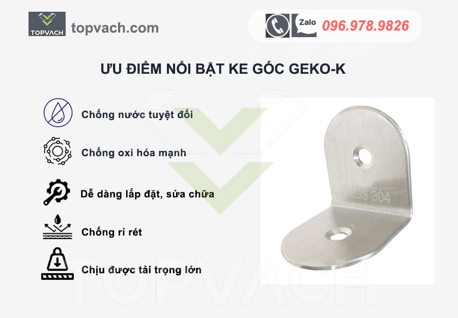 Đặc điểm ke góc vách ngăn vệ sinh inox 304 geko-k