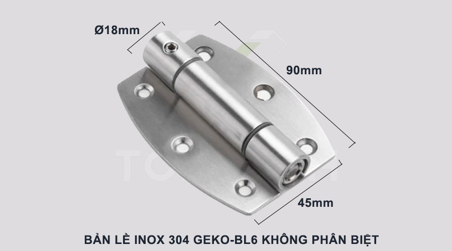 kích thước bản lề inox 304 6 lỗ không phân biệt