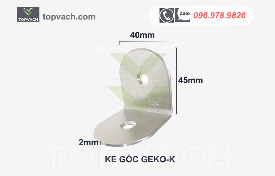 Kích thước ke góc vách ngăn vệ sinh geko-k