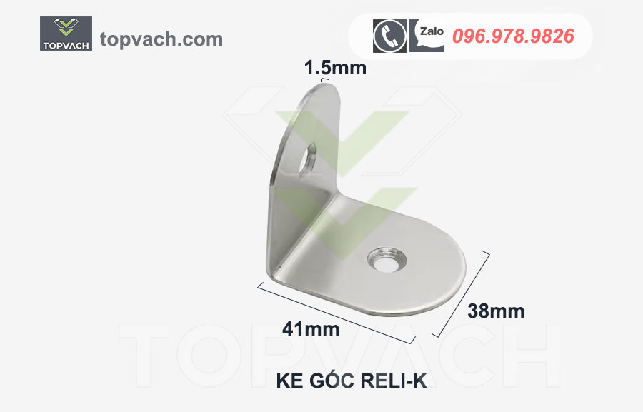 Kích thước ke góc vách ngăn vệ sinh inox 201 reli-k