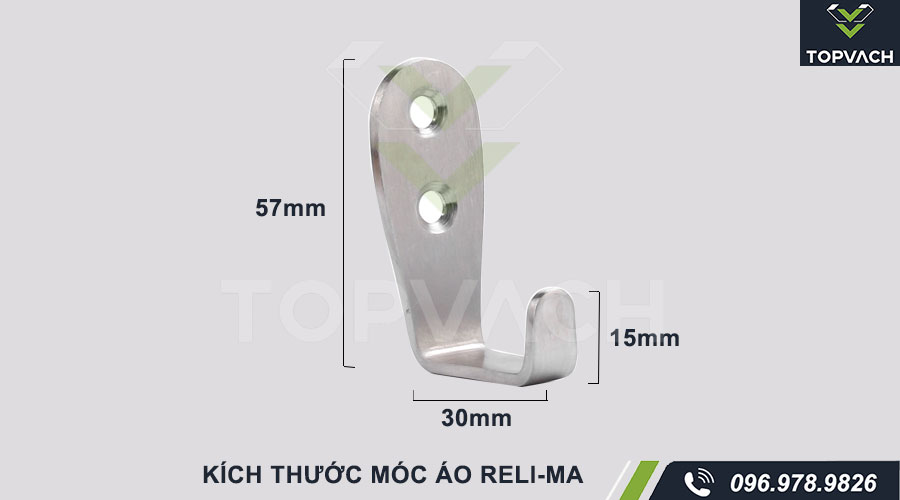 Kích thước móc áo vách ngăn vệ sinh inox 201 reli-ma