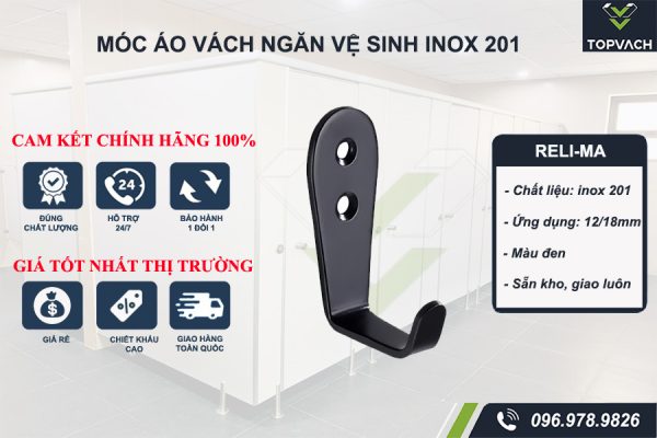 Móc áo vách ngăn vệ sinh inox 201 reli-ma