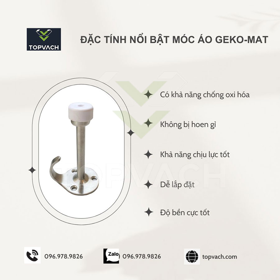 Đặc tính nổi bật móc áo vách ngăn vệ sinh geko-mat