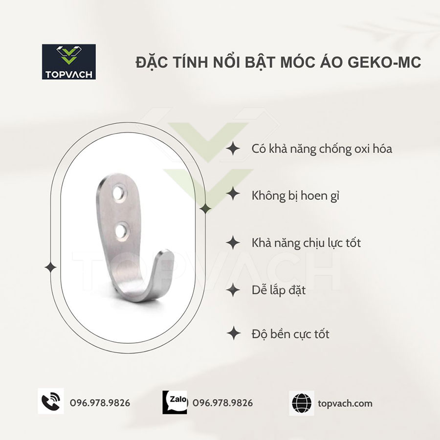 Đặc điểm móc áo vách ngăn vệ sinh GEKO-MC