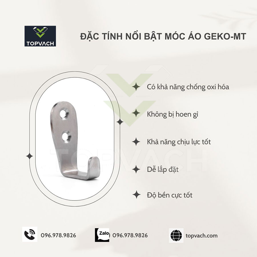 Đặc điểm móc áo vách ngăn vệ sinh geko-mt